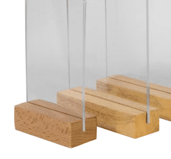 Porte menu en plexiglass avec base en bois
