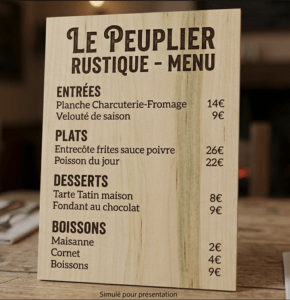 menu-bois-restaurant impression menu en bois