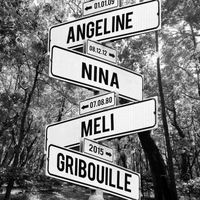 tableau prénoms personnalisé avec fond forêt