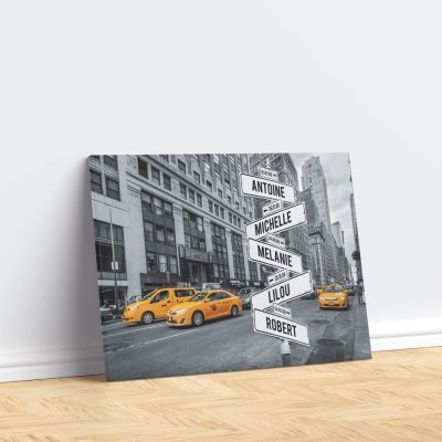 tableau de prenoms personnalise sur toile avec fond new york