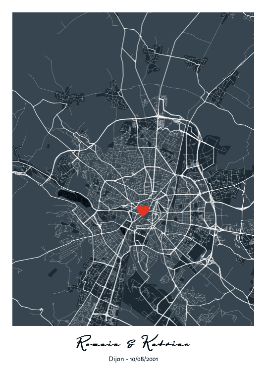 Carte personnalisée couple modèle "Bleu carbone"