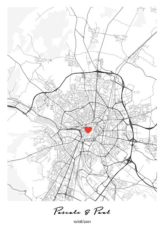Carte personnalisée couple modèle "noir et blanc"