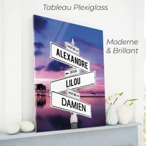 tableau de prenoms personnalise sur plexiglass avec fond lac