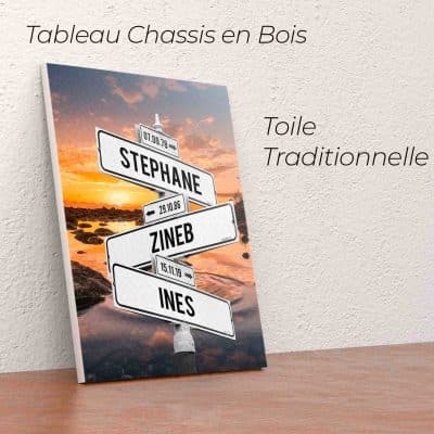 Tableau prénoms avec une rivière en fond personnalisé