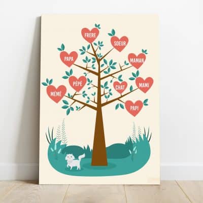 Tableau famille avec arbre généalogique personnalisable