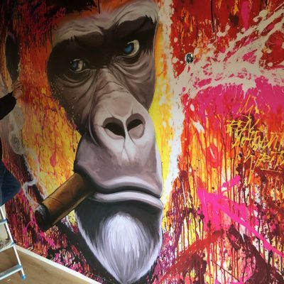 Papier peint personnalisé pop art décoration moderne couleur vive papier toilé ignifugé lessivable gorille avec cigare