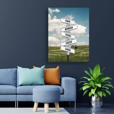 Tableau direction prénoms champs ciel