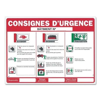 panneau consigne d'urgence