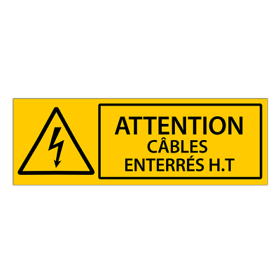 panneau plaque aluminium etiquette CÂBLES ENTERRÉS HT