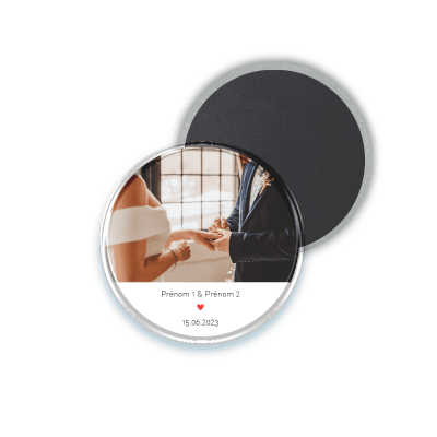 magnet date souvenir mariage frigo rond