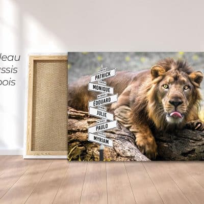 chassis bois tableau prénom lion