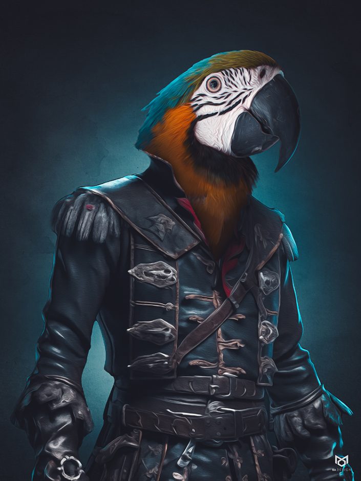 tableau perroquet portrait héroique