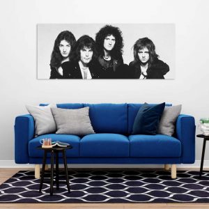 tableau queen vintage noir et balnc groupe rock