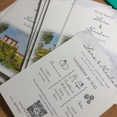 Faire part de mariage invitation papier structuré