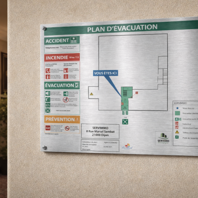 plan evacuation incendie hotel dibond alu brossé