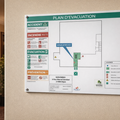 plan evacuation incendie hotel dibond blanc