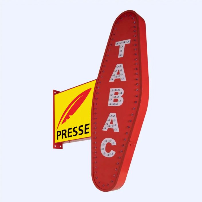 enseigne drapeau tabac avec presse