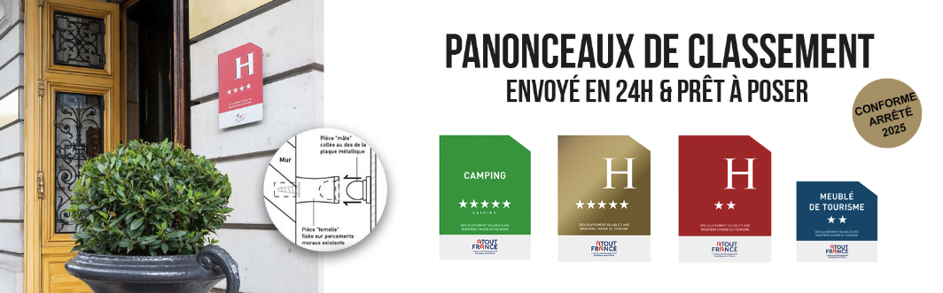 panonceau de classement hotel, camping, meublé de tourisme
