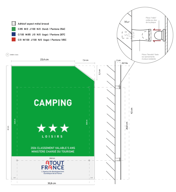 Panonceau Camping 3 Étoiles Loisirs Conforme Atout France | LEONARD – Image 2