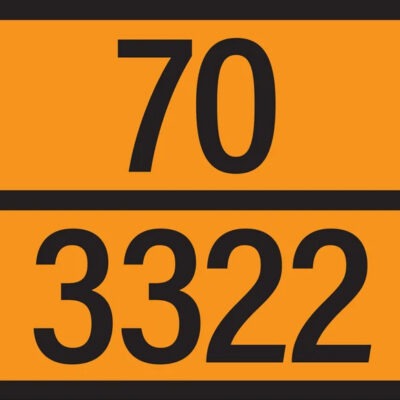Panneau ADR 70/3322 – Plaque Kemler avec code de danger 70 et UN 3322