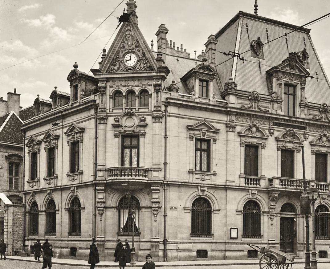 Tableau photo ancienne rue de Dijon sur bois