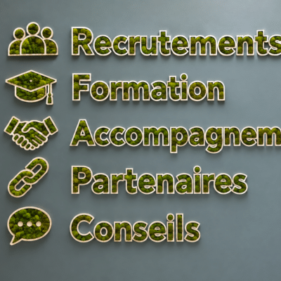 nuage de mots en PVC et lettres végétalisées