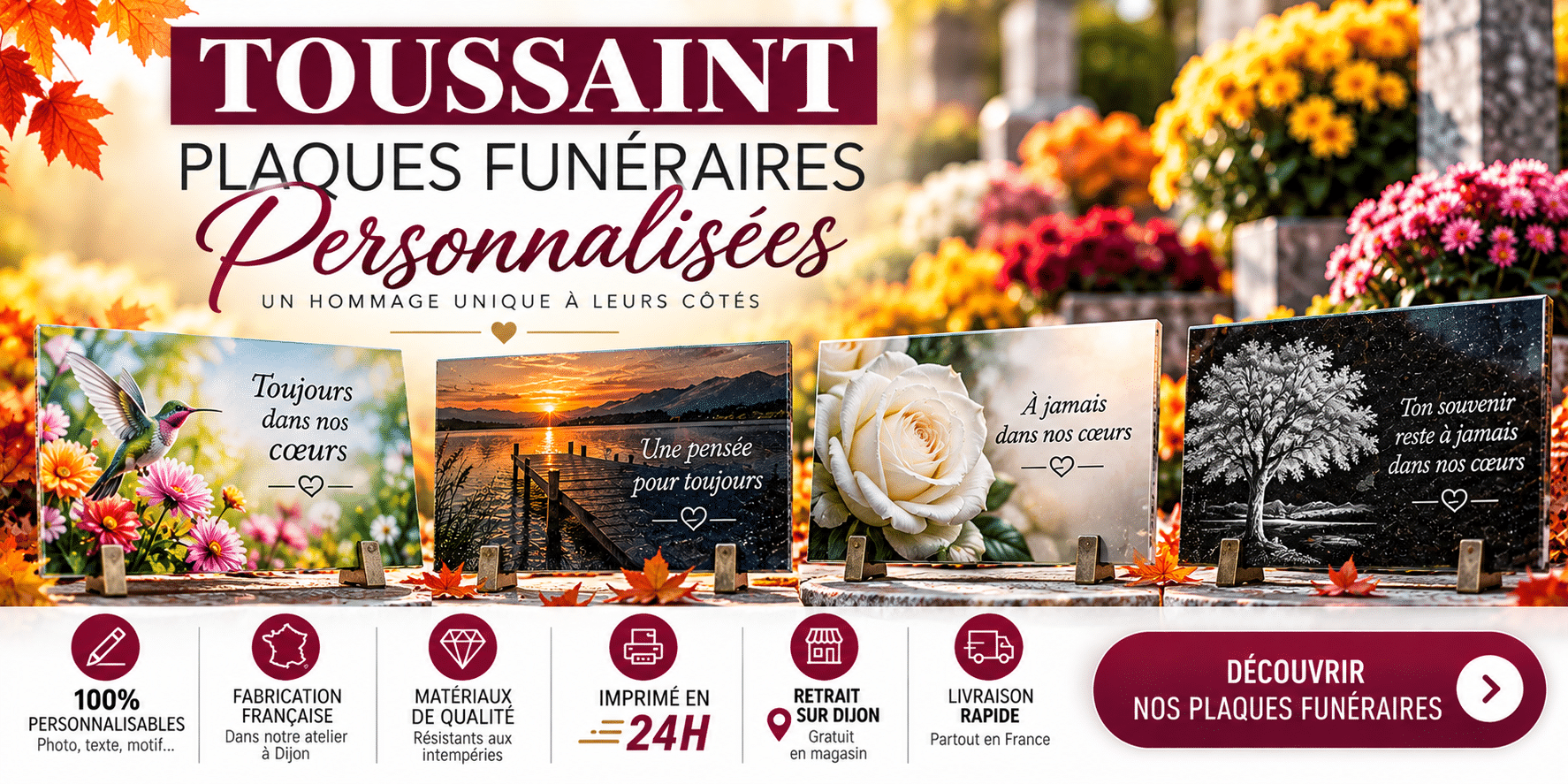 Plaques funéraires personnalisées toussaint